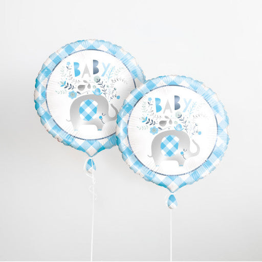 Blue Floral Elephant Round Foil Balloon 18''