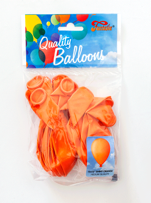 12" Orange Shiny Balloons 15pk