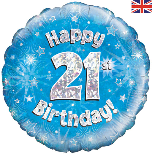 18'' Foil Happy 21st Birthday Blue