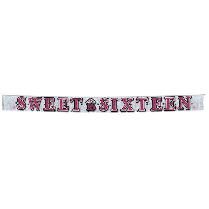 Sweet 16 Fringed Banner 1.5M X 20.3Cm