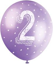 12'' Pearlised Latex Assorted Number 2 Birthday Balloons
