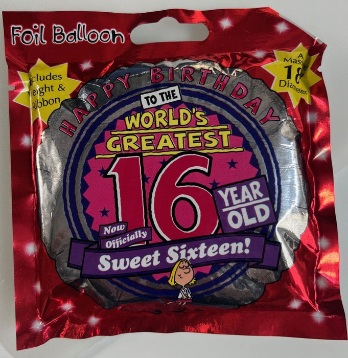 18" Happy Birthday 16 Year Old Sweet Sixteen