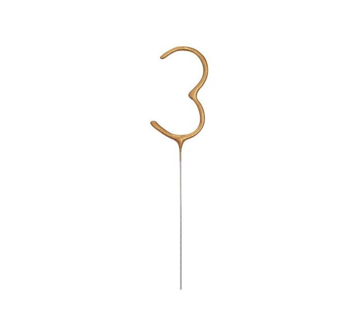 Birthday Gold Glitz Number 3 Sparkler 7"