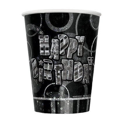 Glitz Black Prismatic Cups 9 Oz (8pk)