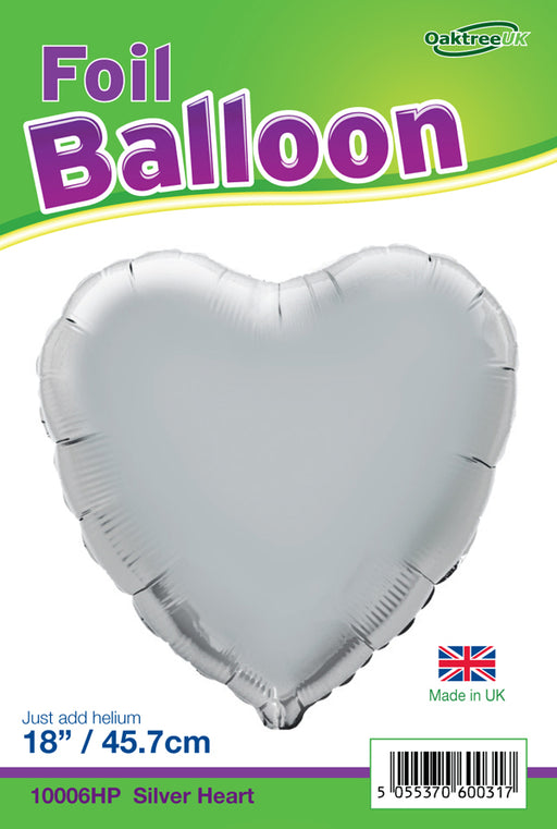 18'' Packaged Heart Silver Foil Balloon