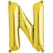 16'' Foil Letter N - Gold Packaged Air Fill