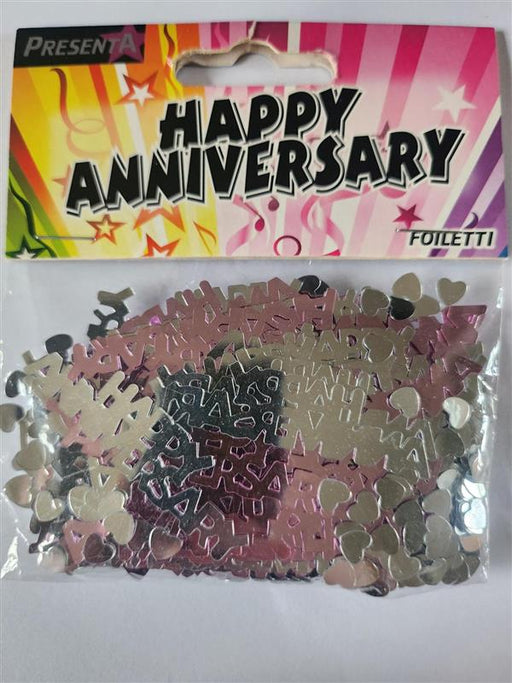 Silver & Pink Happy Anniversary Confetti 14g