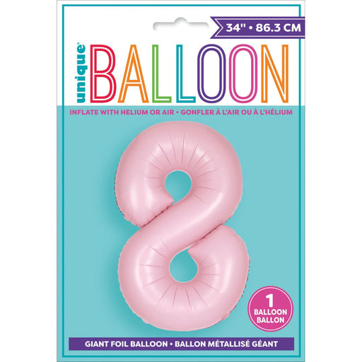 Matte Lovely Pink Number 8 Shaped Foil Balloon 34''