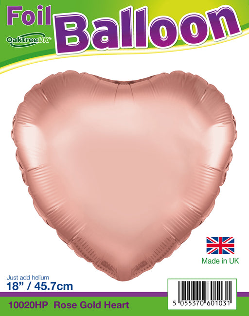 18'' Packaged Rose Gold Heart Foil Balloon