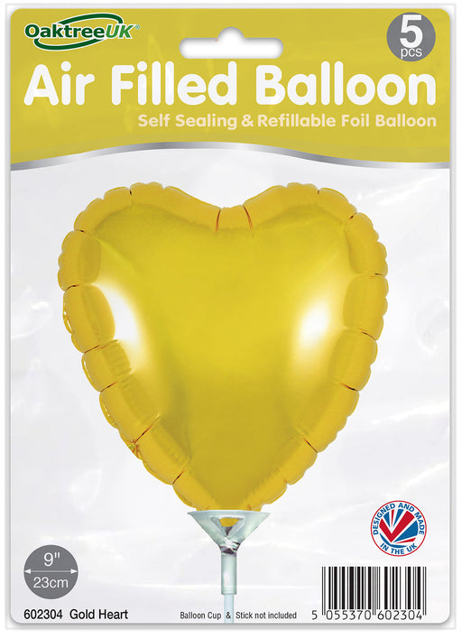 Gold Heart (9 Inch) Packaged 5pk