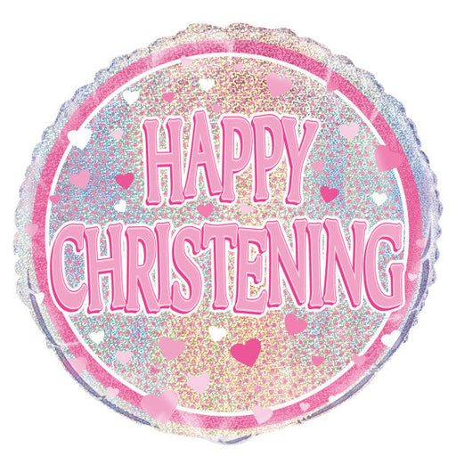 Pink Christening Prism Round Foil Balloon 18''
