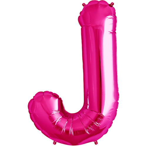34'' Super Shape Foil Letter J - Magenta