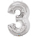34'' Shape Foil Number 3 - Silver (Qualatex)