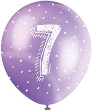 12'' Pearlised Latex Assorted Number 7 Birthday Balloons