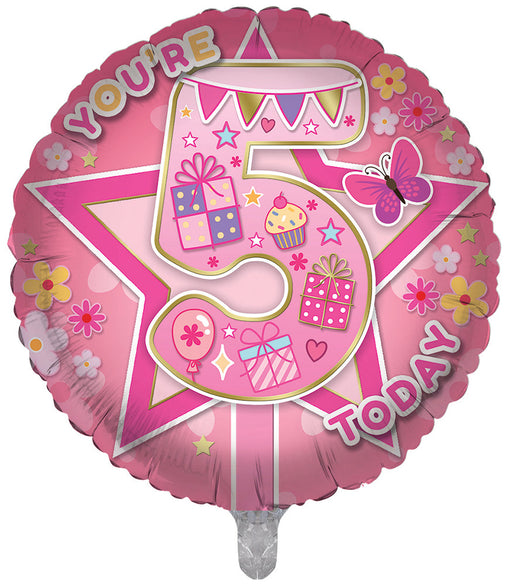 Sweet Stars / Pink 5th Birthday 18 Inch Foil Balloon
