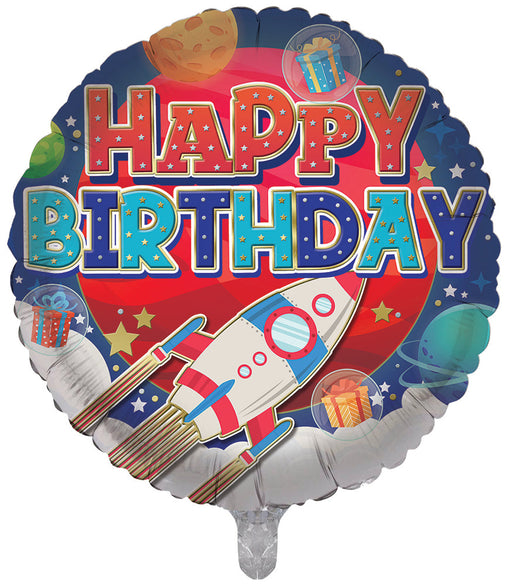 Space Ships Happy Birthday 18 Inch Foil Balloon