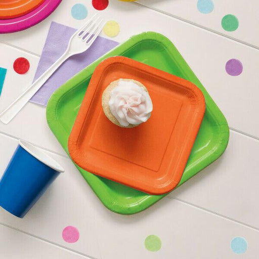 Orange Square Paper Party Side Plates 16pk