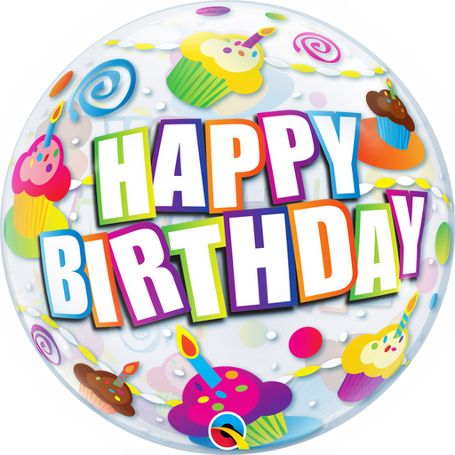 22'' Single Bubble Birthday Colorful Cupcakes