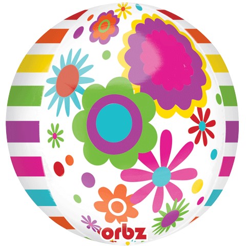 15'' Foil Orbz Flowers & Stripes