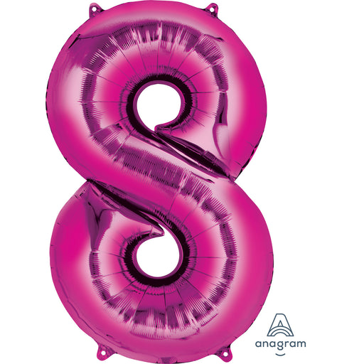 Number 8 Foil Balloon - Magenta (Anagram)