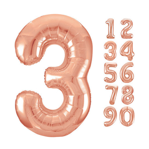 Rose Gold Number 3 Shaped Foil Balloon 34''