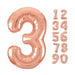 Rose Gold Number 3 Shaped Foil Balloon 34''