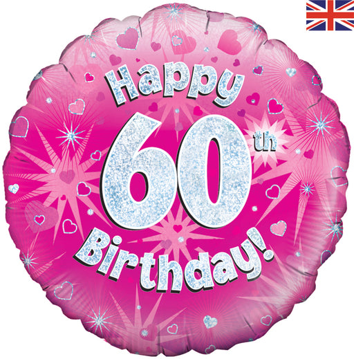 18'' Foil Happy 60th Birthday Pink