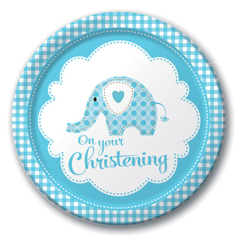 Christening Blue Elephant Dinner Plate 23Cm 8pk