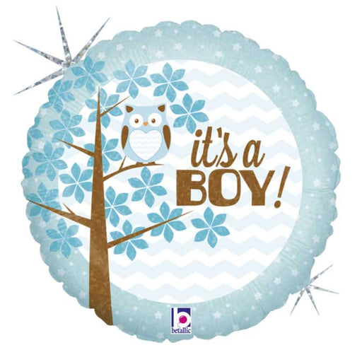 18'' Its A Boy Baby Owl Foil Balloon