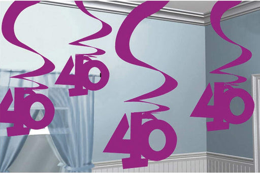 40th Pink Hanging Swirls