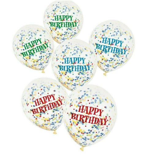 Bright Happy Birthday Confetti Balloons 6pk