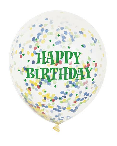 Bright Happy Birthday Confetti Balloons 6pk