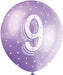 12'' Pearlised Latex Assorted Number 9 Birthday Balloons