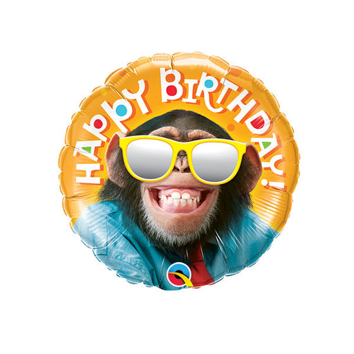 SMILIN' CHIMP BIRTHDAY 9" FLAT HEAT SEAL