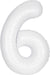 34" White Number 6 Foil Balloon