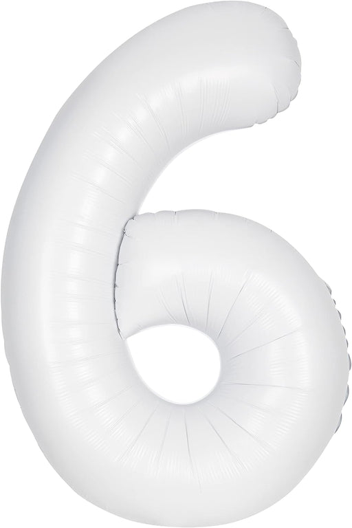 34" White Number 6 Foil Balloon