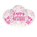 12'' Clear Printed Glitz ''Happy Birthday'' Balloons With Confetti, Pink & Silver 6pk