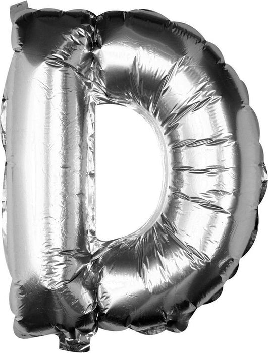 Silver Letter D Foil Balloon 16"