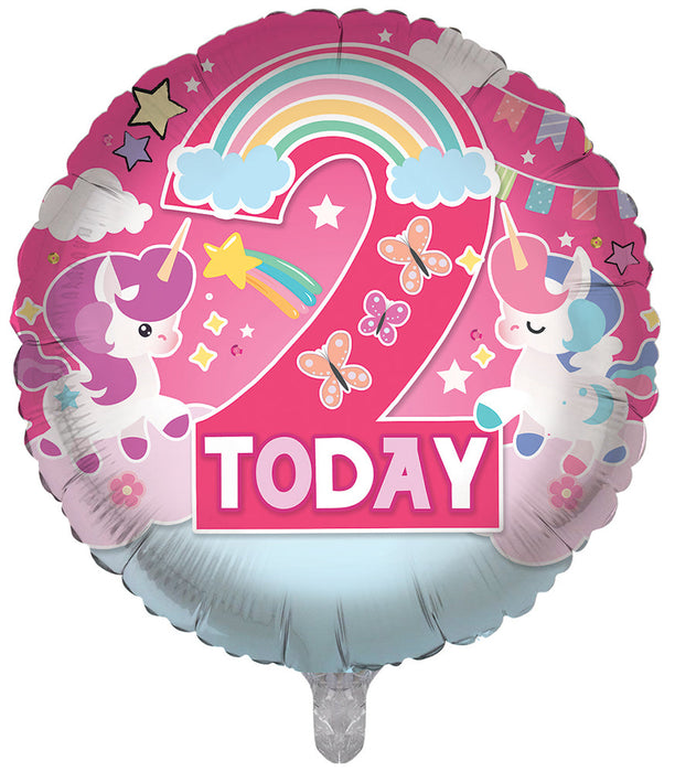 Rainbow / Pink 2nd Birthday 18 Inch Foil Balloon