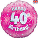 18'' Foil Happy 40th Birthday Pink