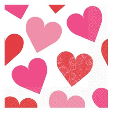 Key To Your Heart Beverage Napkins 25Cm - 16pk