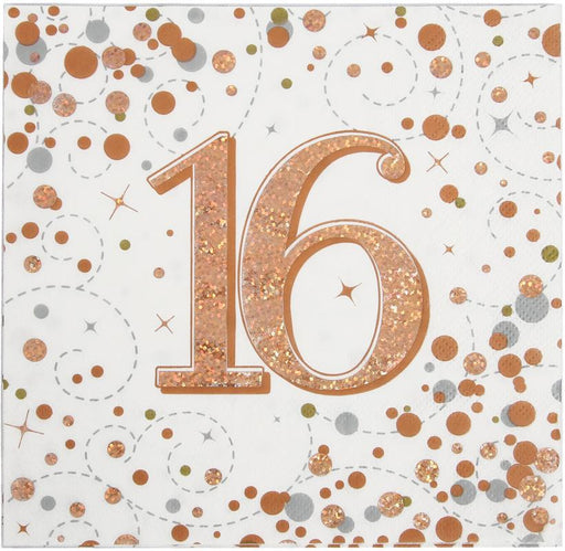 Sparkling Fizz 16th Rose Gold Napkins
