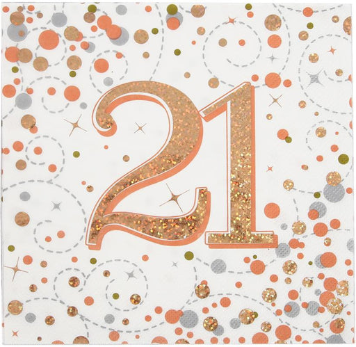 Sparkling Fizz 21st Rose Gold Napkins