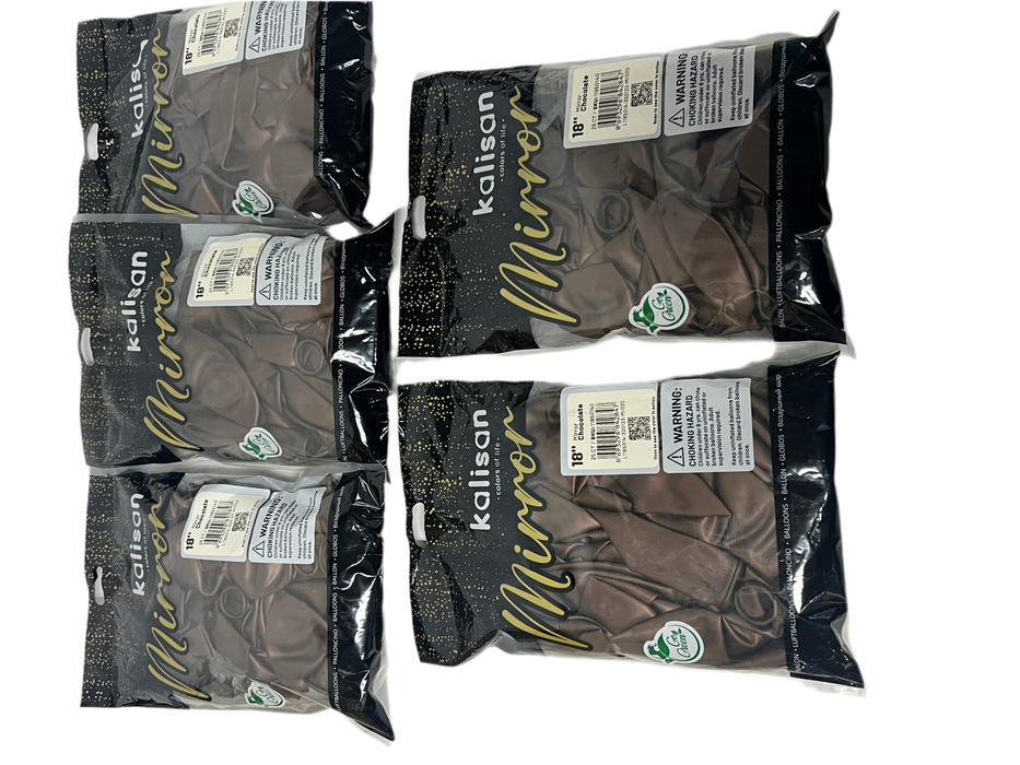 5 x Bags of 18” Mirror Chocolate Balloons