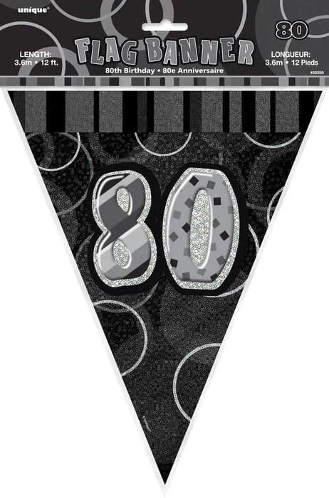 Glitz Black 80 Flag Banner 12Ft