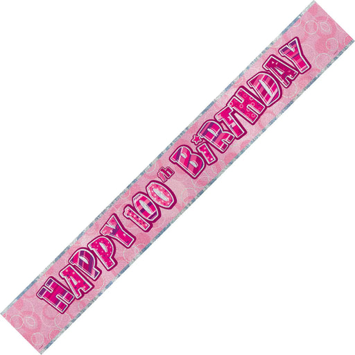 Glitz Pink 100th Prismatic Banner 9Ft