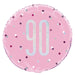 18'' Glitz Pink & Silver Round Foil Balloon  Age 90