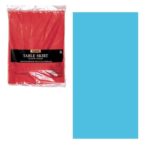 Caribbean Blue Plastic Tableskirt 426Cm X 73Cm