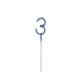 Birthday Blue Glitz Number 3 Sparkler 7"