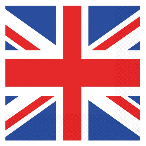 Red White & Blue Gb Flag Luncheon Napkins 33Cm 16pk